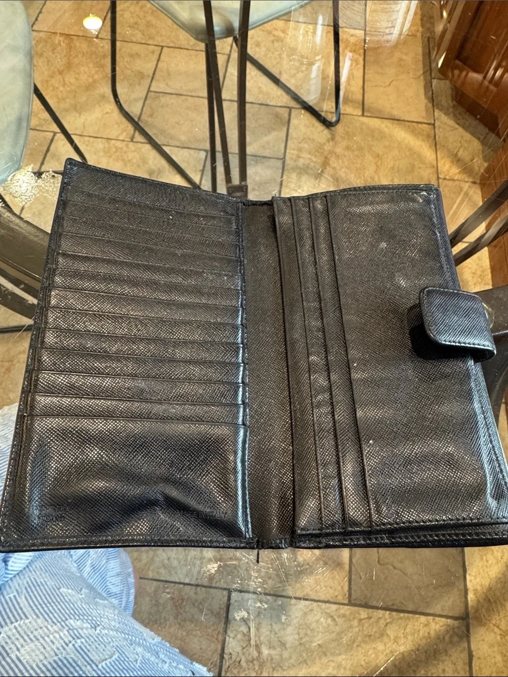 Prada Black Saffiano Leather Clutch Wallet